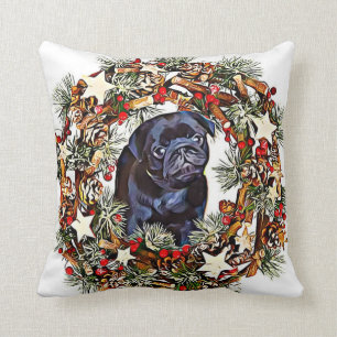 WeihnachtsMopshundethrowkissen Kissen