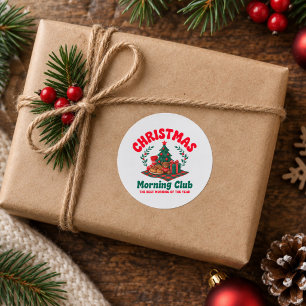 Weihnachtsmorgen Club Baum Zimtschnecken Kariert Runder Aufkleber