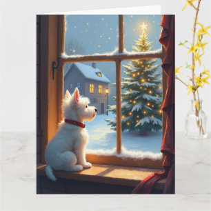 Weihnachtsmorgenansicht eines West Highland White Karte