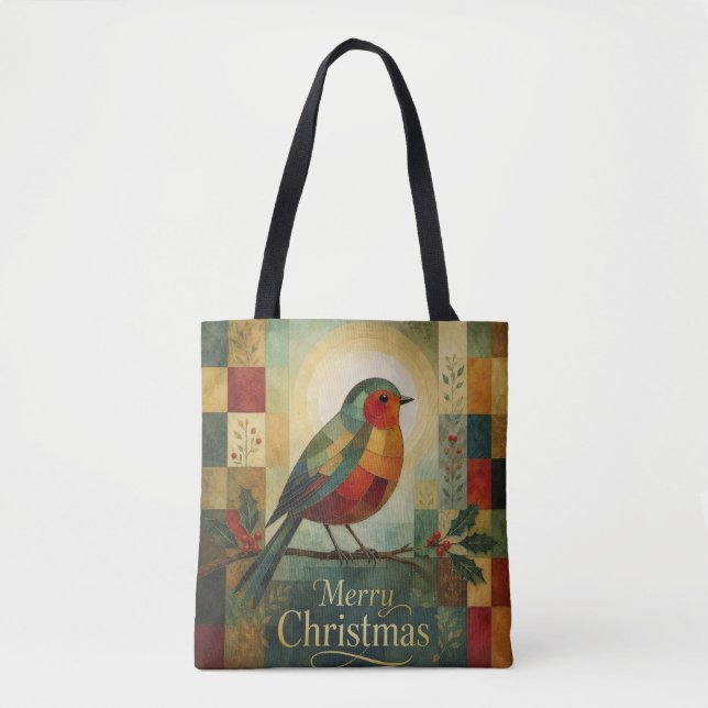 Weihnachtsmosaik Rotkehlchen Vogel Stechpalmenbeer (Vorderseite)