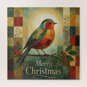 Weihnachtsmosaik Rotkehlchen Vogel Stechpalmenbeer Puzzle