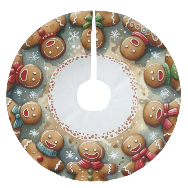 Weihnachtsmotif Weihnachtsmann Gingerbrei Männer Polyester Weihnachtsbaumdecke (Vorderseite)