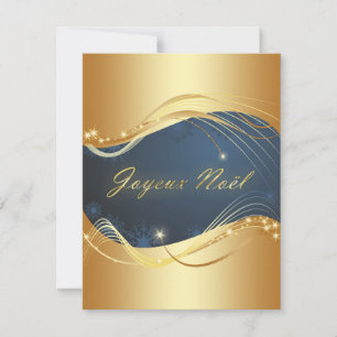 Weihnachtsmotiv aus Gold mit blauem Hintergrund Feiertagskarte