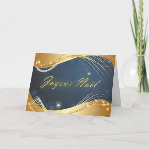 Weihnachtsmotiv aus Gold mit blauem Hintergrund Feiertagskarte