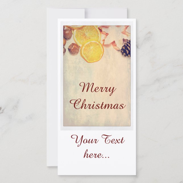Weihnachtsmotiv  mit Früchten... Feiertagskarte (Vorderseite)