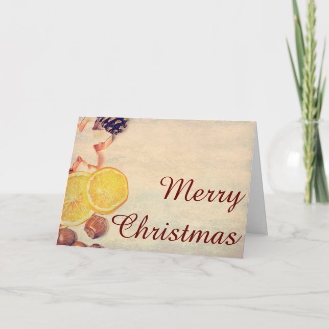 Weihnachtsmotiv mit Früchten... Feiertagskarte (Vorderseite)