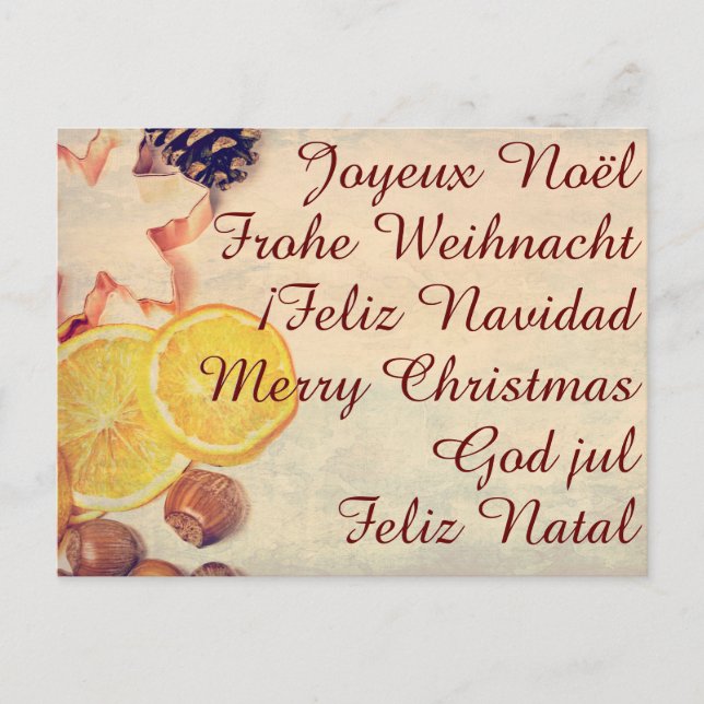 Weihnachtsmotiv mit Früchten... Feiertagspostkarte (Vorderseite)