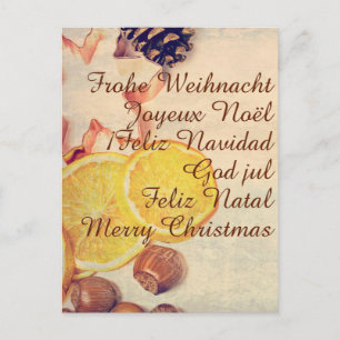 Weihnachtsmotiv mit Früchten Feiertagspostkarte