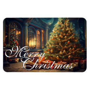 Weihnachtsmotiv mit Geschenken unter dem Weihnacht Magnet