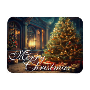 Weihnachtsmotiv mit Geschenken unter dem Weihnacht Magnet