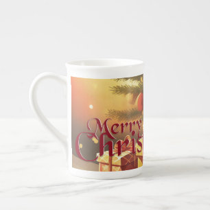 Weihnachtsmotiv mit Geschenken unter dem Weihnacht Prozellantasse
