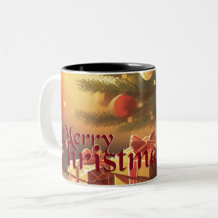 Weihnachtsmotiv mit Geschenken unter dem Weihnacht Zweifarbige Tasse