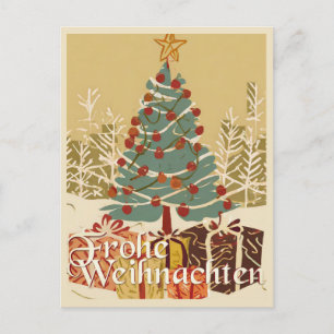 Weihnachtsmotiv, mit Geschenken unterm Weihnachtsb Feiertagspostkarte