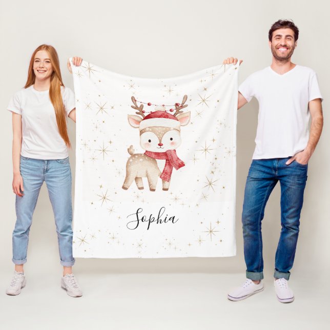 Weihnachtsmotiv mit individuellem Hirsch Fleecedecke (Beispiel)