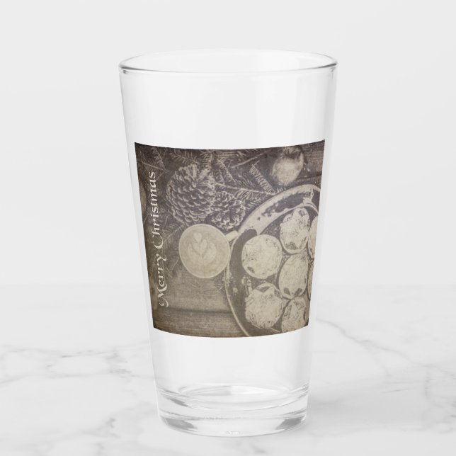 Weihnachtsmotiv mit Keksen und Kaffee Glas (Vorderseite)