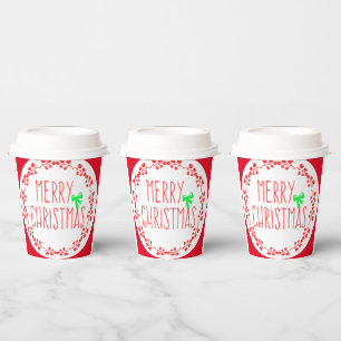 Weihnachtsmotiv-Papierbecher (mit optionalem Decke Pappbecher