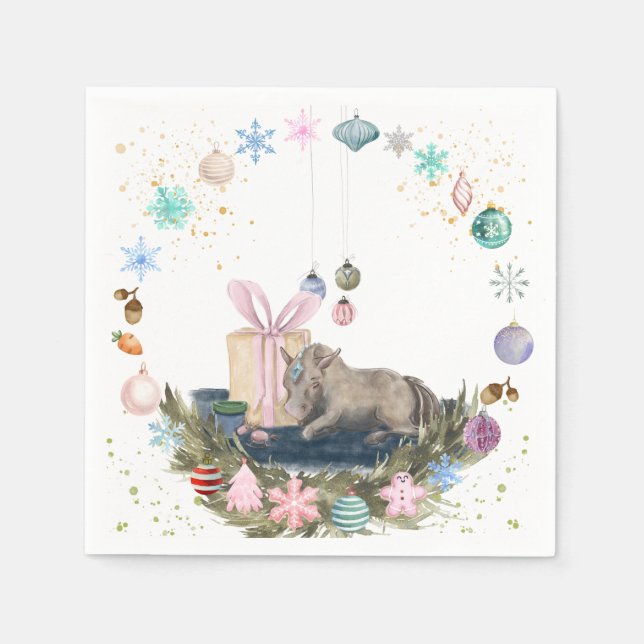 Weihnachtsmotiv Servietten mit Pferdebild (Vorderseite)