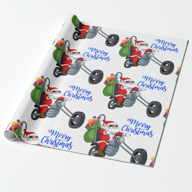Weihnachtsmotorrad Geschenkpapier (Ungerollt)