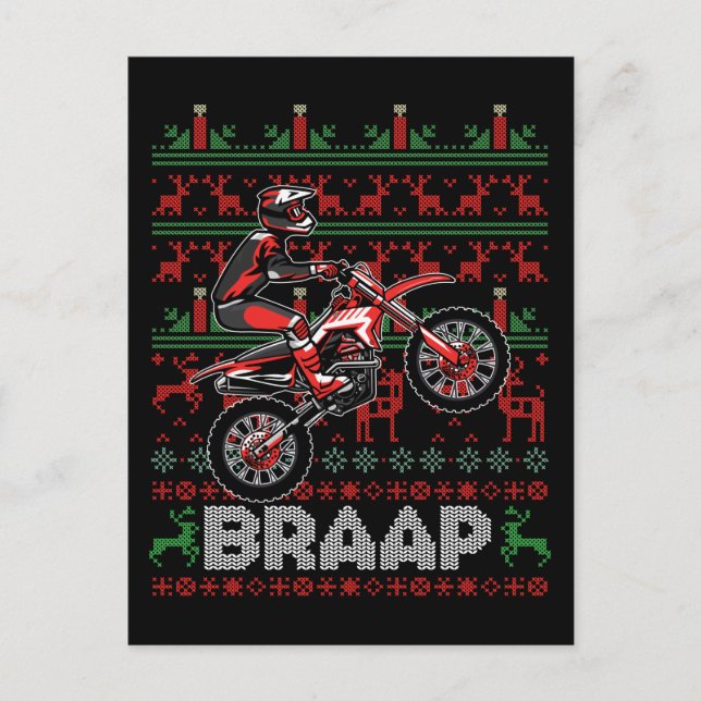 Weihnachtsmotorrad Motocross Braap Dirt Bike Postkarte (Vorderseite)