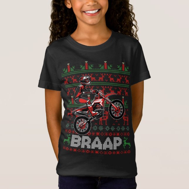 Weihnachtsmotorrad Motocross Braap Dirt Bike T-Shirt (Vorderseite)