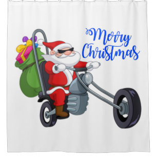 weihnachtsmotorrad weihnachtsmann duschvorhang
