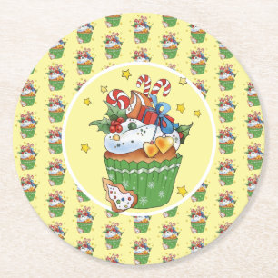 Weihnachtsmuffin runder pappuntersetzer