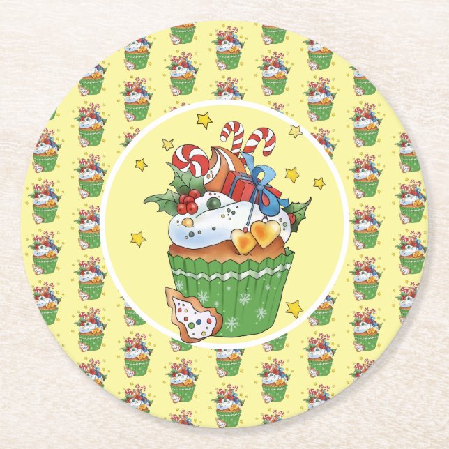 Weihnachtsmuffin  runder pappuntersetzer (Vorderseite)