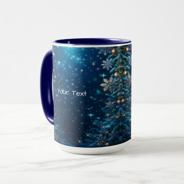 Weihnachtsmug mit Schneeflocken Tasse (Vorderseite Links)