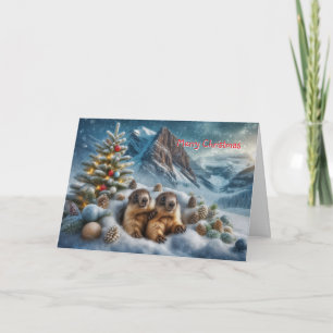 Weihnachtsmurmeltiere (personalisierbar) karte
