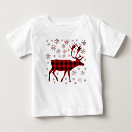 Weihnachtsmuschel, Hirsche, Elch, Karibu, rote Pfl Baby T-shirt