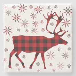 Weihnachtsmuschel, Hirsche, Elch, Karibu, rote Pfl Steinuntersetzer