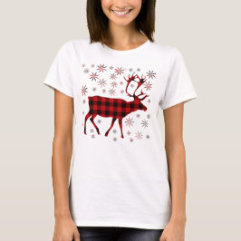 Weihnachtsmuschel, Hirsche, Elch, Karibu, rote Pfl T-Shirt