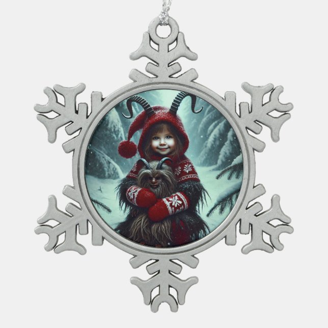 Weihnachtsmuschel Schneeflocken Zinn-Ornament (Vorderseite)