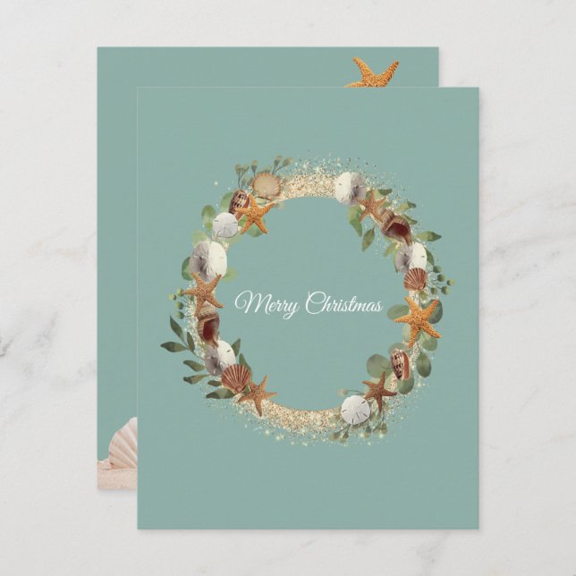 Weihnachtsmuscheln Starfish Sand Dollars Tropical Karte (Vorne/Hinten)