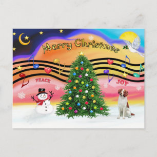 Weihnachtsmusik 2 - Brittany Spaniel Feiertagspostkarte
