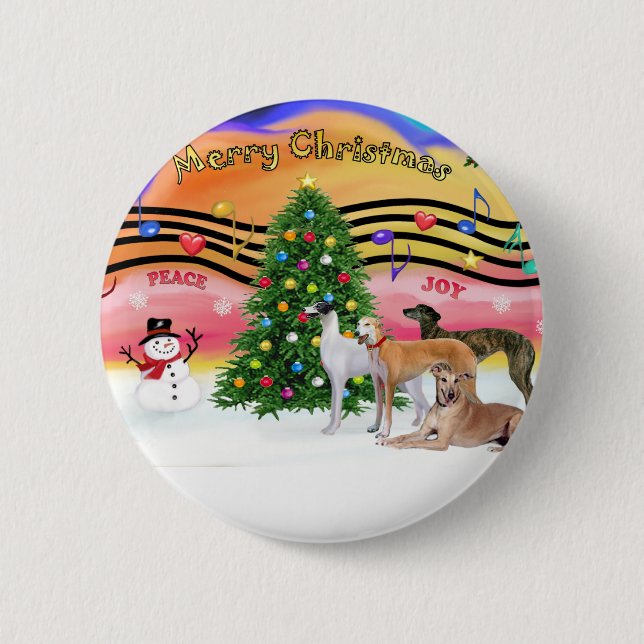 Weihnachtsmusik 2 - Greyhounds (vier) Button (Vorderseite)