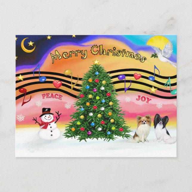 Weihnachtsmusik 2 - Papillons (zwei) Feiertagspostkarte (Vorderseite)