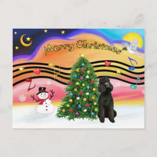 Weihnachtsmusik 2-Poodle-Black Standard Feiertagspostkarte