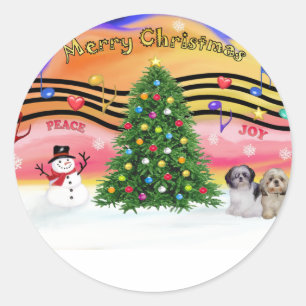 Weihnachtsmusik 2 - Shih Tzu (Pair 2) Runder Aufkleber