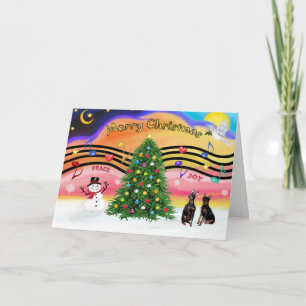 Weihnachtsmusik 2 - Zwergpinscher (zwei) Feiertagskarte