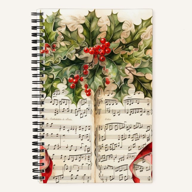 Weihnachtsmusik 5.5" x 8.5" Spiralnotebook Notizbuch (Vorderseite)