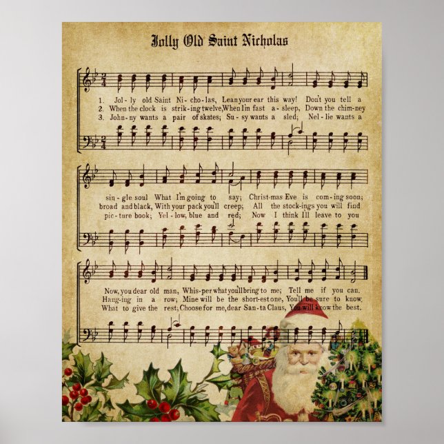 Weihnachtsmusik Decoupage Print Poster (Vorne)