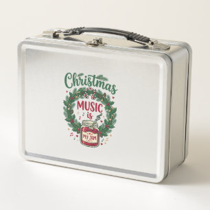 Weihnachtsmusik ist Marmeladenglas Kiefern Kranz K Metall Brotdose