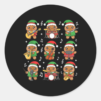 Weihnachtsmusik-Lehrer Lebkuchen Spielend Runder Aufkleber
