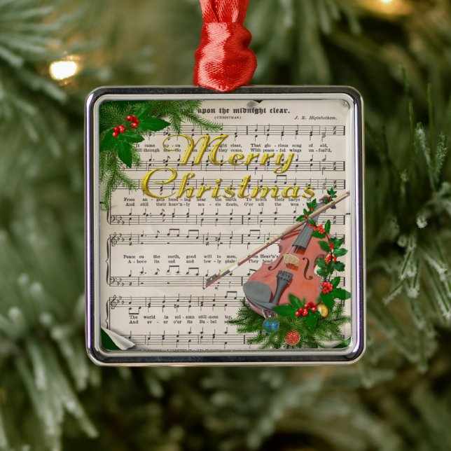 Weihnachtsmusik mit festlicher Geige Silbernes Ornament (Baum)
