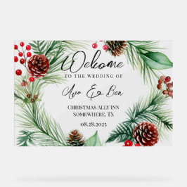 Weihnachtsmusik Red Berry Wreath Wedding Acrylschild