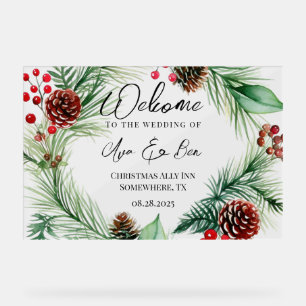 Weihnachtsmusik Red Berry Wreath Wedding Acrylschild