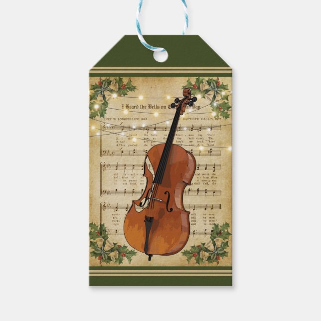 Weihnachtsmusik und Cello Holiday Geschenkanhänger (Vorderseite)