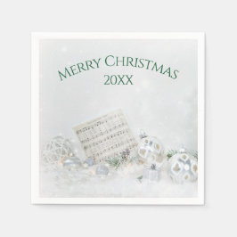 Weihnachtsmusik und Ornamente im Schnee Serviette