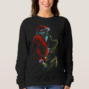 Weihnachtsmusikalische Weihnachtsmannmütze Saxopho Sweatshirt